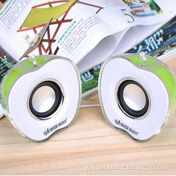 2.0-channel Mini Hi-Fi Speakers with Apple Shape, Colorful Lights Shining, Beautiful Sound